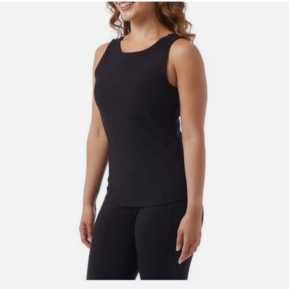 NWT 32 Degrees Cool Women's Tank with Built in Removable Bra Textured Black - Picture 2 of 8